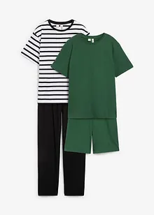 Pigiama + pigiama estivo con cotone biologico morbido (set 4 pezzi), bonprix Pigiama + pigiama estivo con cotone biologico morbido (set 4 pezzi), bonprix