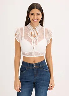 Camicetta bavarese in delicato tulle con motivo a pois, bonprix Camicetta bavarese in delicato tulle con motivo a pois, bonprix