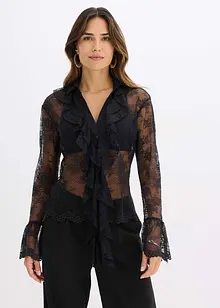 Camicetta trasparente con pizzo, bonprix Camicetta trasparente con pizzo, bonprix