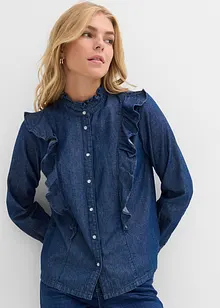 Camicia in denim in puro cotone con volants, bonprix Camicia in denim in puro cotone con volants, bonprix