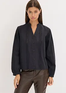Blusa in cotone con dettagli in pizzo, bonprix Blusa in cotone con dettagli in pizzo, bonprix