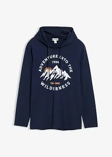 Maglia  a maniche lunghe con cappuccio in puro cotone biologico, bonprix Maglia  a maniche lunghe con cappuccio in puro cotone biologico, bonprix