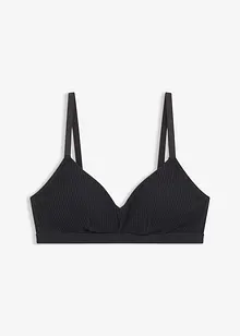 Bralette imbottita senza ferretto in cotone biologico a coste, bonprix Bralette imbottita senza ferretto in cotone biologico a coste, bonprix