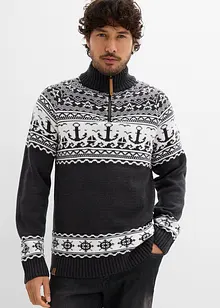 Maglione norvegese con collo e zip, bonprix Maglione norvegese con collo e zip, bonprix