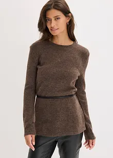 Maglia con percentuale di lana e cinturina in similpelle, bonprix Maglia con percentuale di lana e cinturina in similpelle, bonprix