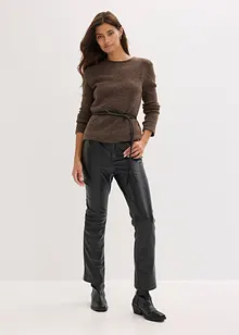 Maglia con percentuale di lana e cinturina in similpelle, bonprix Maglia con percentuale di lana e cinturina in similpelle, bonprix