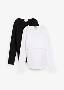 Maglia prémaman / da allattamento in cotone biologico (pacco da 2), bonprix Maglia prémaman / da allattamento in cotone biologico (pacco da 2), bonprix
