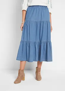 Gonna di jeans midi a balze, bonprix Gonna di jeans midi a balze, bonprix