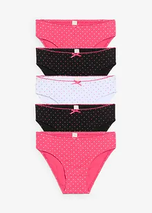 Slip con cotone morbido e fiocchetto in satin (pacco da 5), bonprix Slip con cotone morbido e fiocchetto in satin (pacco da 5), bonprix