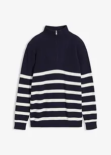 Maglione con mezza zip in filato fine di puro cotone, bonprix Maglione con mezza zip in filato fine di puro cotone, bonprix
