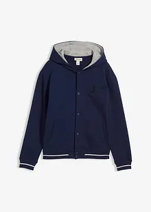 Giacca varsity in felpa di puro cotone biologico con cappuccio, bonprix Giacca varsity in felpa di puro cotone biologico con cappuccio, bonprix