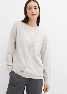 Maglione in filato fine con abbottonatura asimmetrica, bonprix Maglione in filato fine con abbottonatura asimmetrica, bonprix