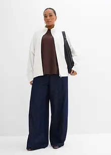 Felpa con zip in morbido Punto di Roma, bonprix Felpa con zip in morbido Punto di Roma, bonprix