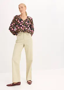 Pantaloni in twill di puro cotone, vita alta, bonprix Pantaloni in twill di puro cotone, vita alta, bonprix