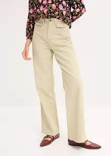 Pantaloni in twill di puro cotone, vita alta, bonprix Pantaloni in twill di puro cotone, vita alta, bonprix