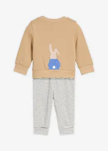 Maglia a maniche lunghe e pantaloni in felpa di puro cotone biologico (set 2 pezzi), bonprix Maglia a maniche lunghe e pantaloni in felpa di puro cotone biologico (set 2 pezzi), bonprix
