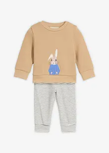Maglia a maniche lunghe e pantaloni in felpa di puro cotone biologico (set 2 pezzi), bonprix Maglia a maniche lunghe e pantaloni in felpa di puro cotone biologico (set 2 pezzi), bonprix