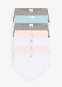 Culotte con cotone biologico morbido e fiocco in satin (pacco da 7), bonprix Culotte con cotone biologico morbido e fiocco in satin (pacco da 7), bonprix
