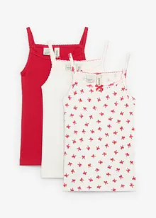 Canottiera a coste morbide con fiocco in satin (pacco da 3), bonprix Canottiera a coste morbide con fiocco in satin (pacco da 3), bonprix