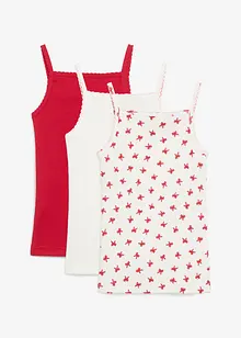 Canottiera a coste morbide con fiocco in satin (pacco da 3), bonprix Canottiera a coste morbide con fiocco in satin (pacco da 3), bonprix