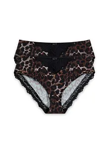 Slip alto con pizzo delicato (pacco da 2), bonprix Slip alto con pizzo delicato (pacco da 2), bonprix