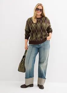 Maglione in filato fine a quadri, bonprix Maglione in filato fine a quadri, bonprix