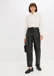 Pantaloni in similpelle con cinta comoda, bonprix Pantaloni in similpelle con cinta comoda, bonprix