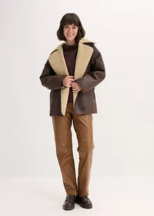 Pantaloni in similpelle con cinta comoda, bonprix Pantaloni in similpelle con cinta comoda, bonprix