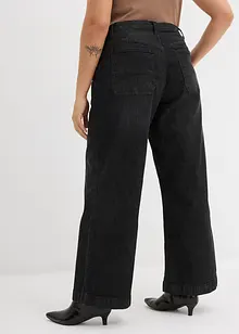 Jeans wide leg con tasche applicate, vita media, bonprix Jeans wide leg con tasche applicate, vita media, bonprix