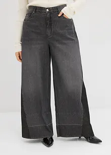 Jeans wide leg con inserto, vita alta, bonprix Jeans wide leg con inserto, vita alta, bonprix