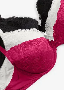 Reggiseno push-up con pizzo fine (pacco da 3), bonprix Reggiseno push-up con pizzo fine (pacco da 3), bonprix