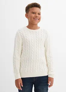 Maglione a trecce in puro cotone biologico riciclabile, bonprix Maglione a trecce in puro cotone biologico riciclabile, bonprix