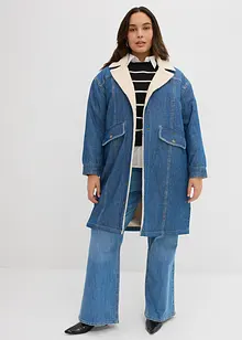 Cappotto invernale in denim con calda fodera teddy, bonprix Cappotto invernale in denim con calda fodera teddy, bonprix