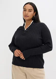 Maglione a coste con effetto 2 in 1 in filato fine di viscosa, bonprix Maglione a coste con effetto 2 in 1 in filato fine di viscosa, bonprix
