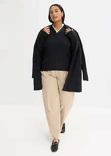 Maglione a coste con effetto 2 in 1 in filato fine di viscosa, bonprix Maglione a coste con effetto 2 in 1 in filato fine di viscosa, bonprix