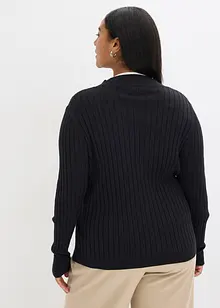 Maglione a coste con effetto 2 in 1 in filato fine di viscosa, bonprix Maglione a coste con effetto 2 in 1 in filato fine di viscosa, bonprix