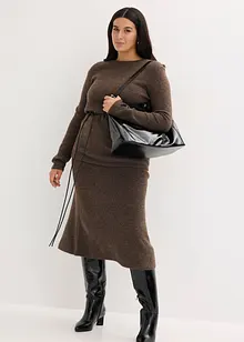 Maglia con percentuale di lana e cinturina in similpelle, bonprix Maglia con percentuale di lana e cinturina in similpelle, bonprix