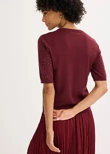 Maglioncino in filato fine a mezza manica con strass, bonprix Maglioncino in filato fine a mezza manica con strass, bonprix