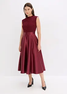 Abito midi in satin lucido con pizzo, bonprix Abito midi in satin lucido con pizzo, bonprix