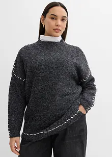Maglione lungo in filato peloso, bonprix Maglione lungo in filato peloso, bonprix