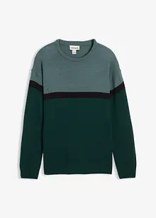 Maglione pratico a girocollo con motivo color block, bonprix Maglione pratico a girocollo con motivo color block, bonprix