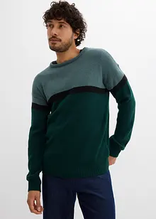 Maglione pratico a girocollo con motivo color block, bonprix Maglione pratico a girocollo con motivo color block, bonprix