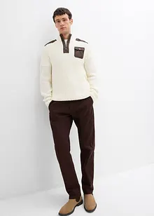 Maglione in filato grosso con zip e applicazioni in tessuto, bonprix Maglione in filato grosso con zip e applicazioni in tessuto, bonprix