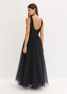 Abito lungo in fine tulle con ricami e paillettes, bonprix Abito lungo in fine tulle con ricami e paillettes, bonprix