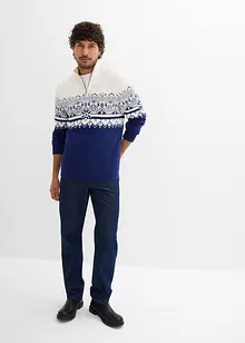 Maglione norvegese con mezza zip in puro cotone, bonprix Maglione norvegese con mezza zip in puro cotone, bonprix