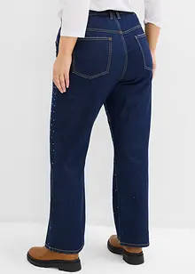 Jeans straight con girovita comodo e strass, vita media, bonprix Jeans straight con girovita comodo e strass, vita media, bonprix