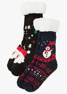 Calzini morbidi con fodera in peluche (pacco da 2 paia), bonprix Calzini morbidi con fodera in peluche (pacco da 2 paia), bonprix
