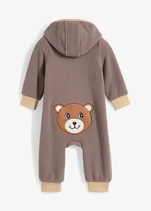 Tutina in pile con cappuccio e applicazione a forma di orsetto, bonprix Tutina in pile con cappuccio e applicazione a forma di orsetto, bonprix