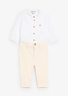 Camicia a body e pantaloni chino in puro cotone (set 2 pezzi), bonprix Camicia a body e pantaloni chino in puro cotone (set 2 pezzi), bonprix