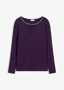 Maglia con inserto in mesh e pietruzze glitterate, bonprix Maglia con inserto in mesh e pietruzze glitterate, bonprix